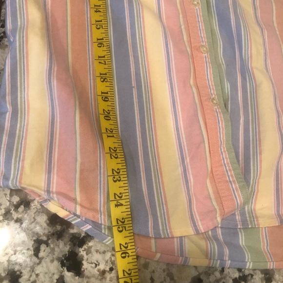 LL BEAN Pastel Striped Oxford Button Down Shirt Shacket Vintage 90’s - Picture 7 of 8